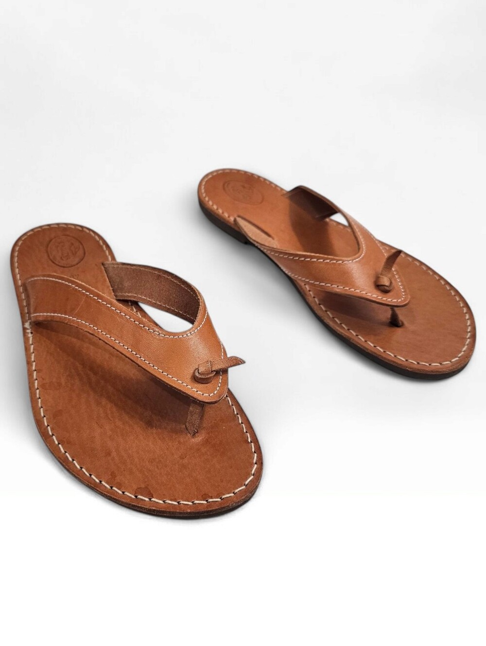 KARIDIS Women Tan Leather Thong Sandals 40/9